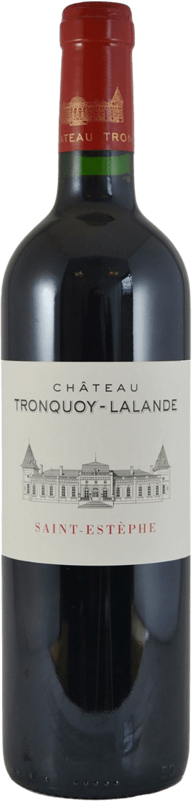 Saint Estèphe AC 2020 Het label toont een gedetailleerde lijntekening van een klassiek kasteel of wijnhuis, centraal geplaatst. Boven de tekening staat de naam van het château in strakke, moderne hoofdletters. Onderaan het label staat de herkomst (Saint-Estèphe) in rode hoofdletters. Het geheel is minimalistisch en traditioneel vormgegeven zonder veel kleur of versiering.